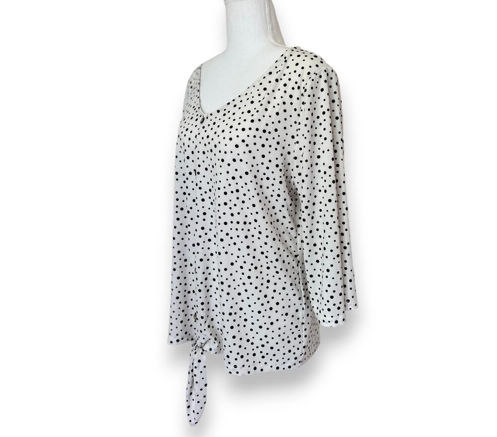 Late August, Dotted Wooden Button Tie-Waist Blouse - Size XL